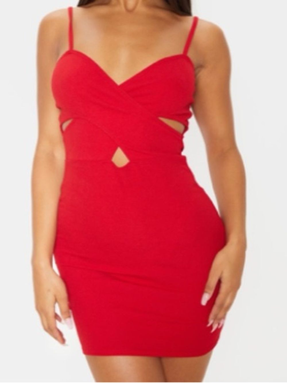 PrettyLittleThing Red Spaghetti Strap Mini Dress - Picture 3 of 3